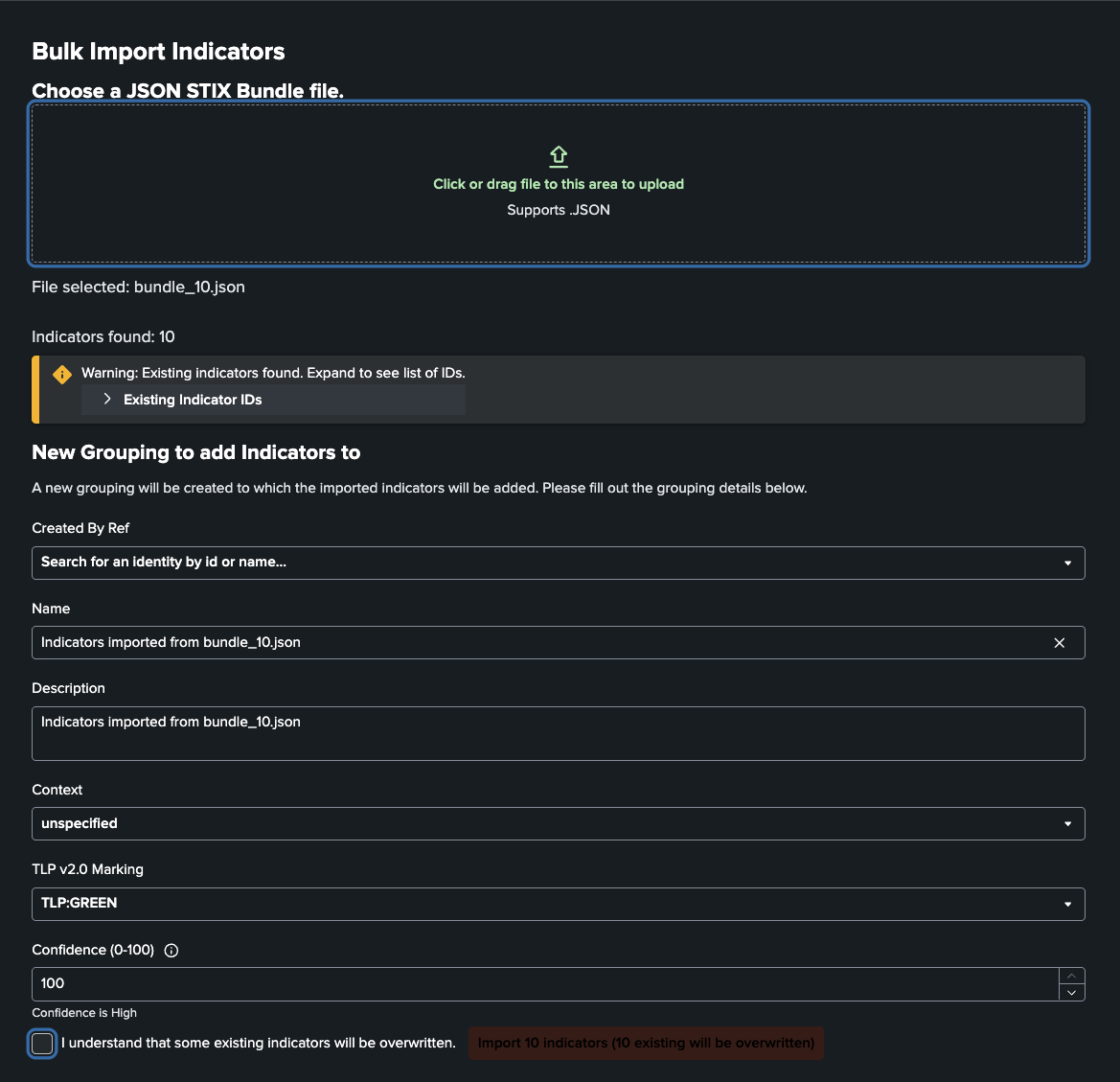 Selected File with Existing IDs