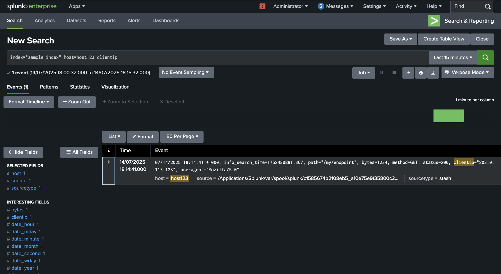 Splunk Platform Sample Event