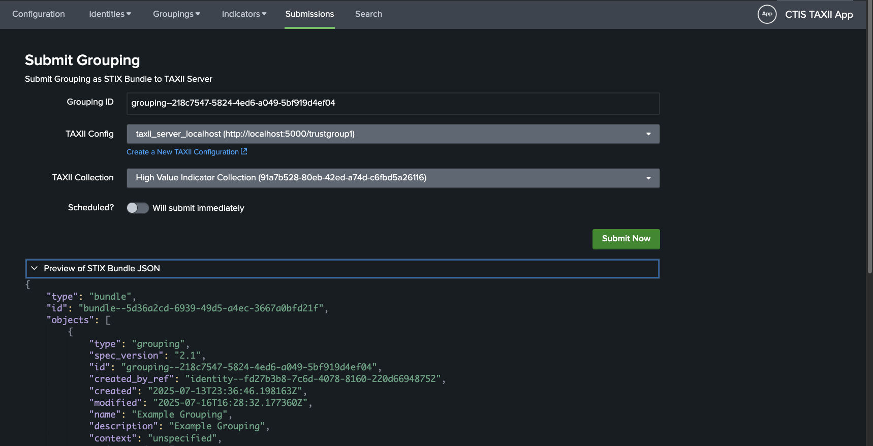 Preview STIX Bundle Payload