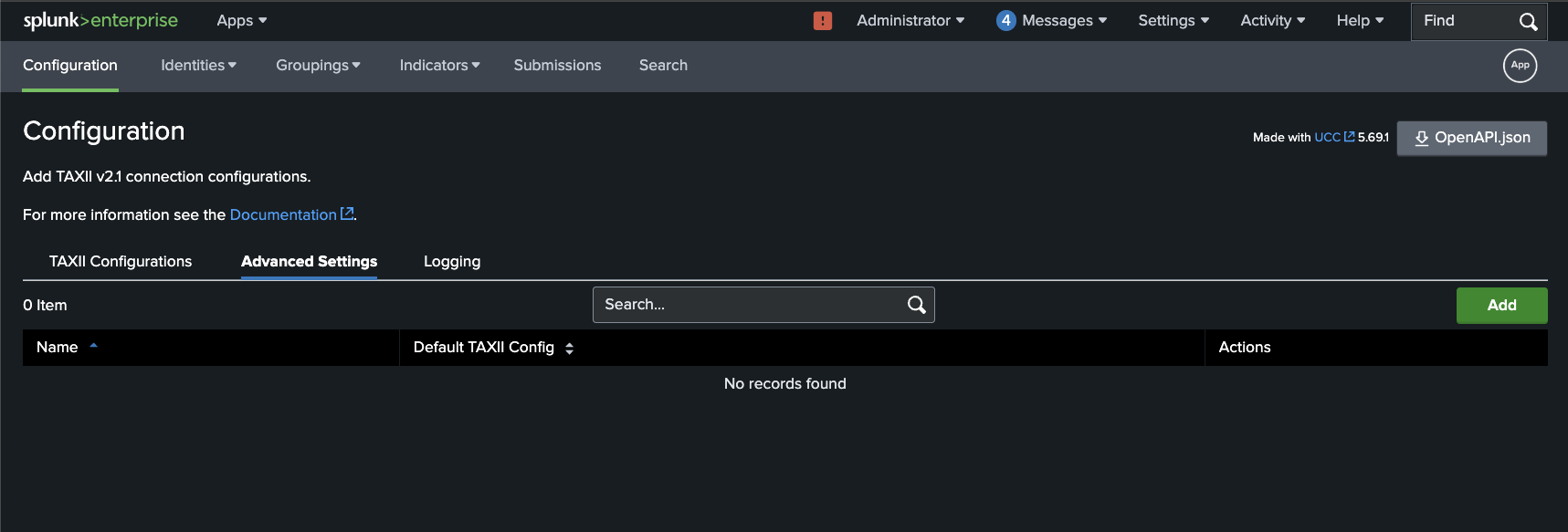 Advanced Settings Blank