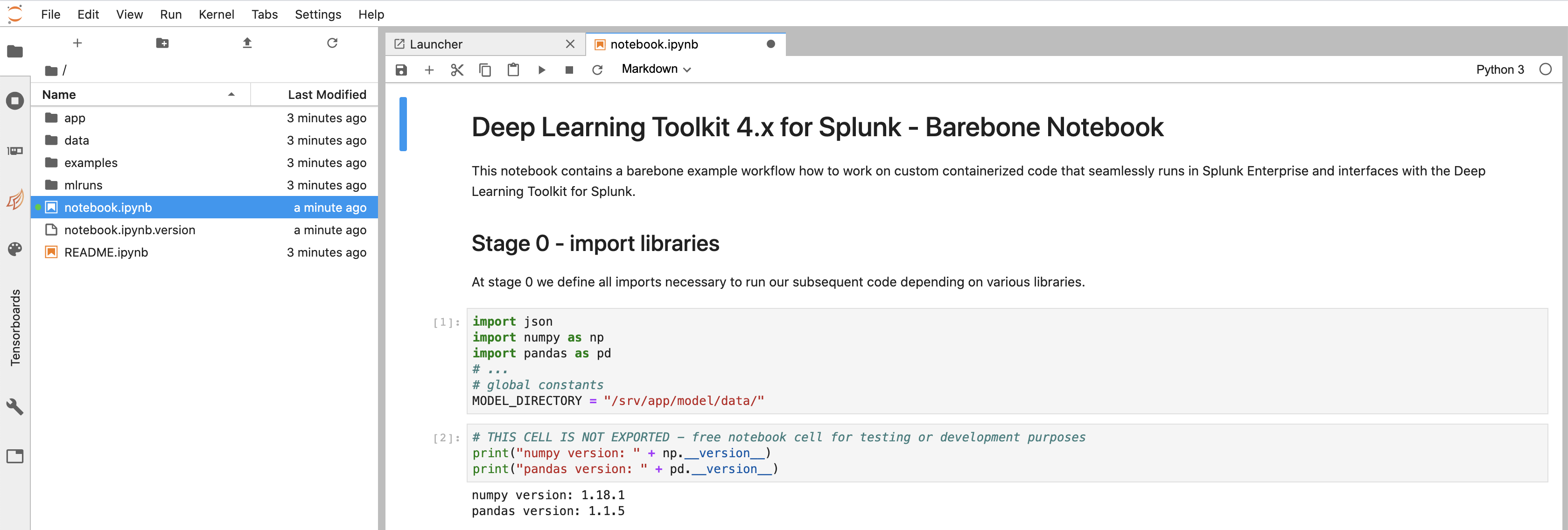 Step 1.4: open predefined juypter lab notebook for your algorithm