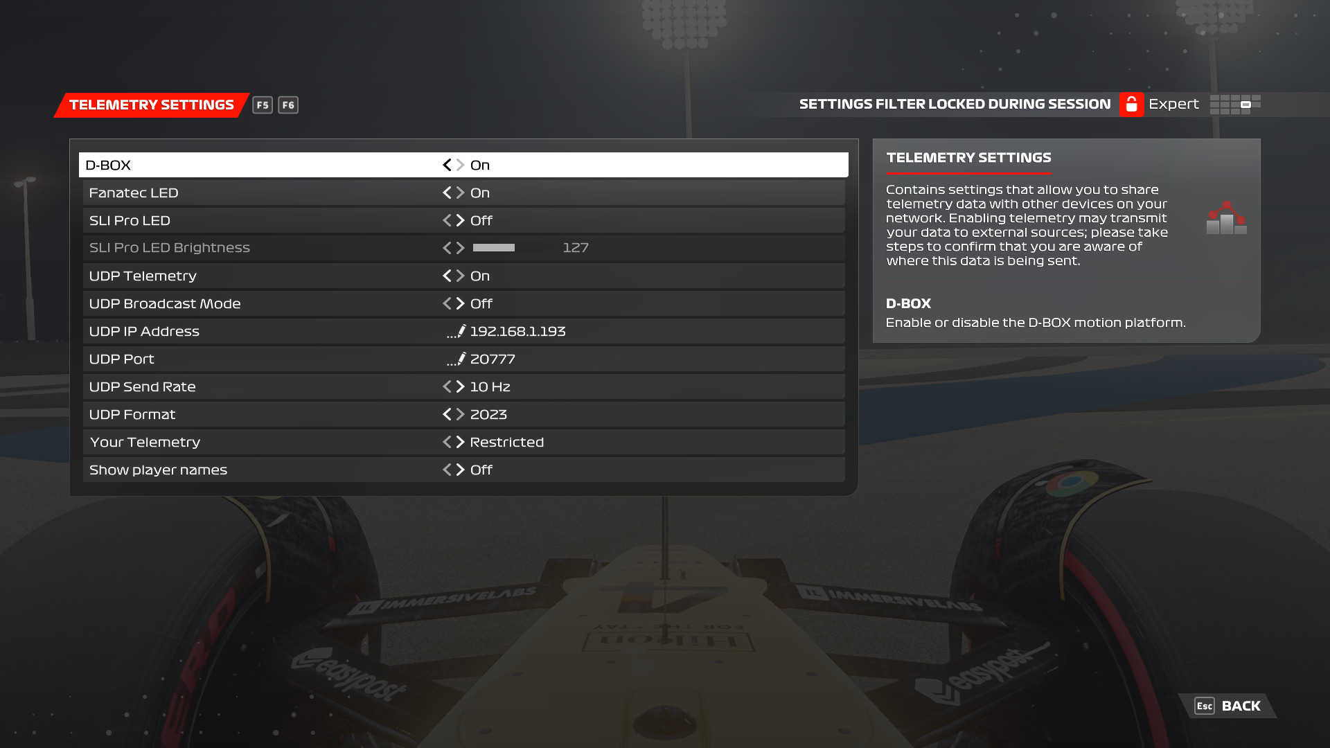 F1 2024 Telemetry Settings