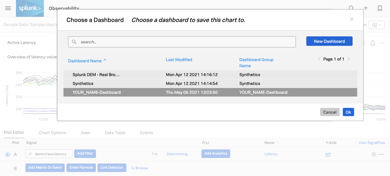 Choose Dashboard