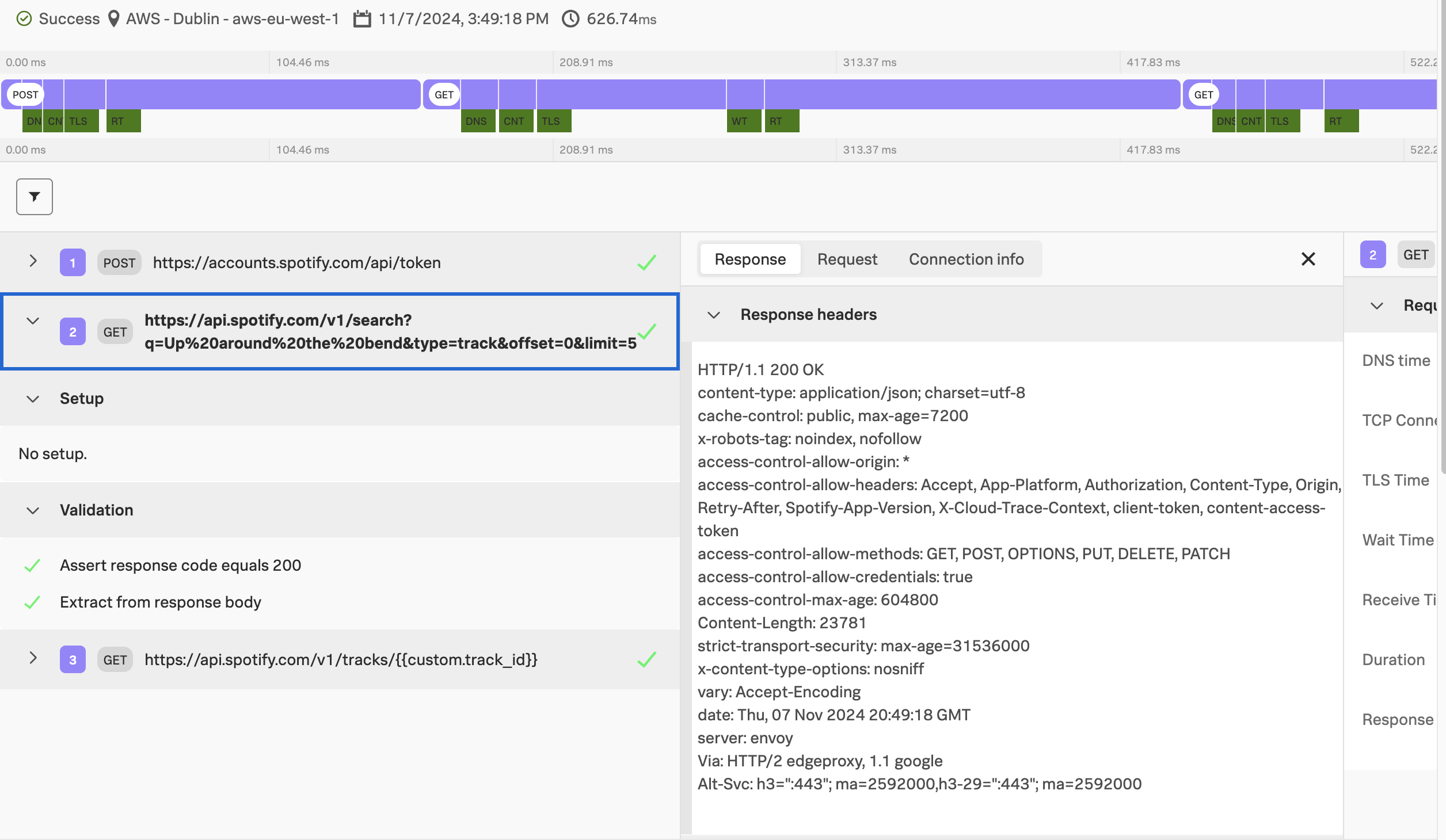 API test result