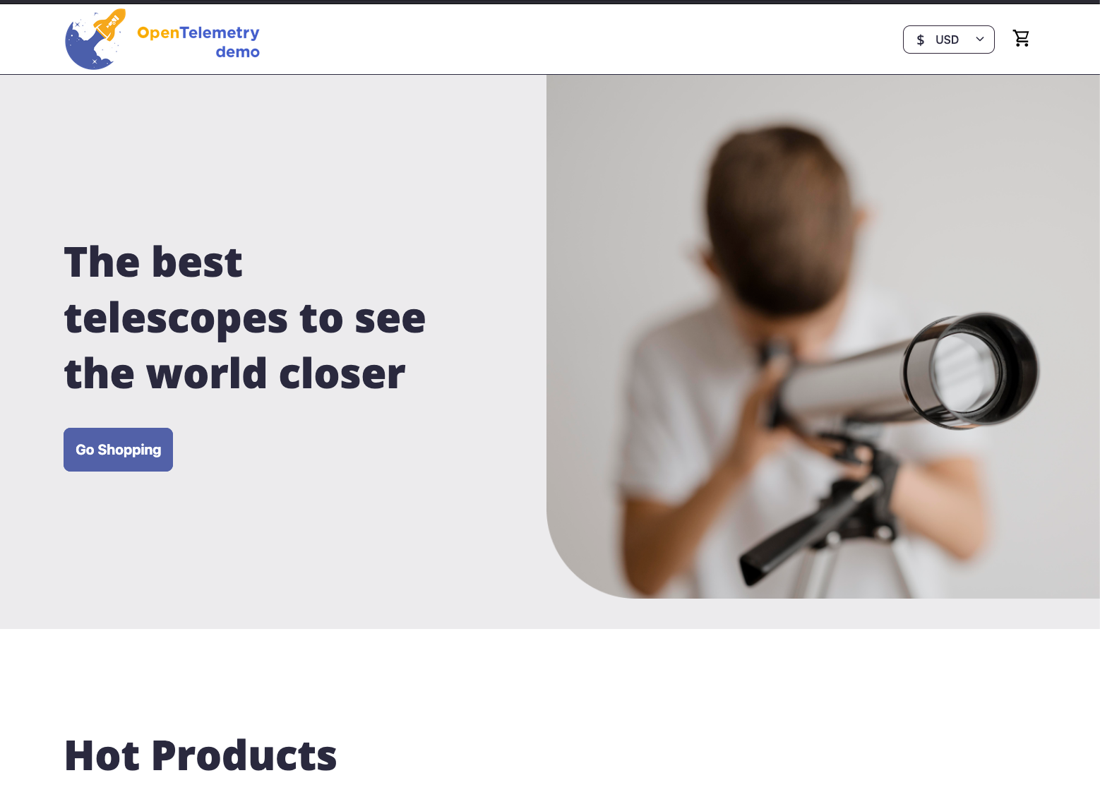 Astronomy Shop retail site homepage