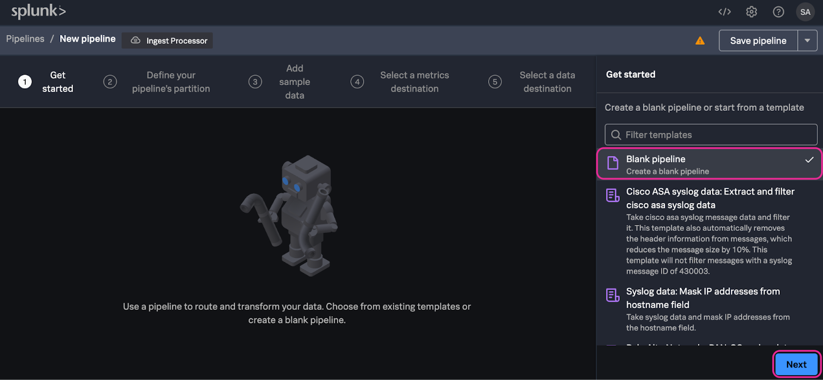 Blank Ingest Processor Pipeline