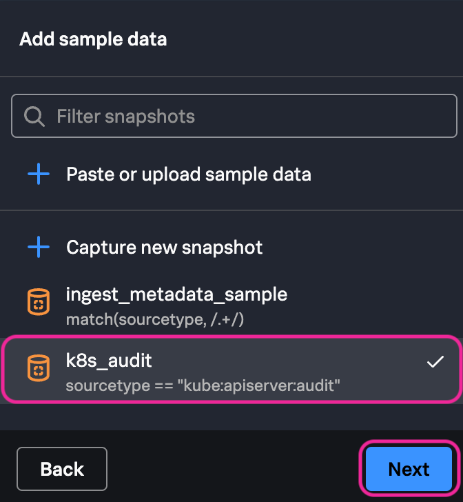 Configure Snapshot Sourcetype