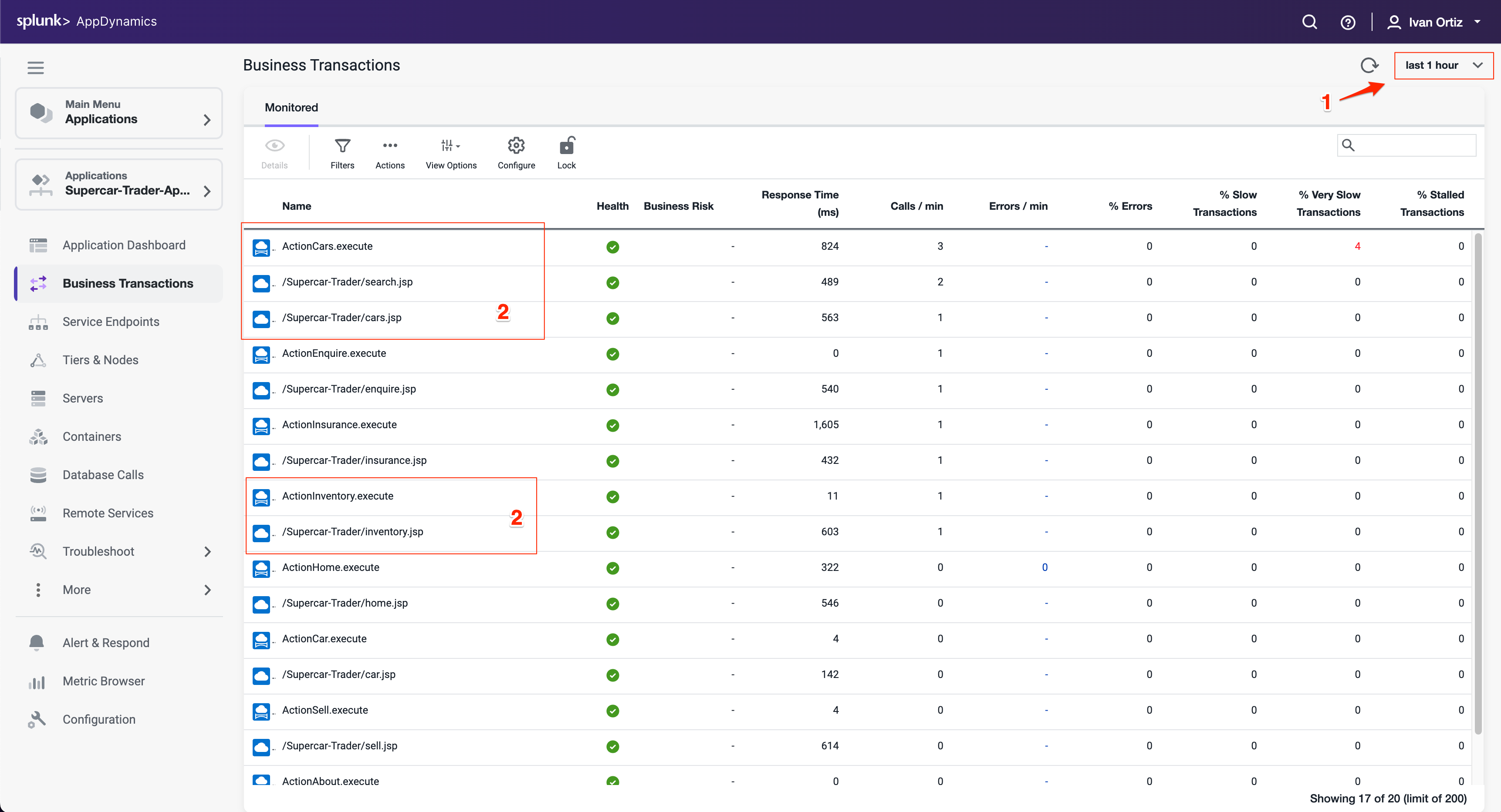List of Business Transactions