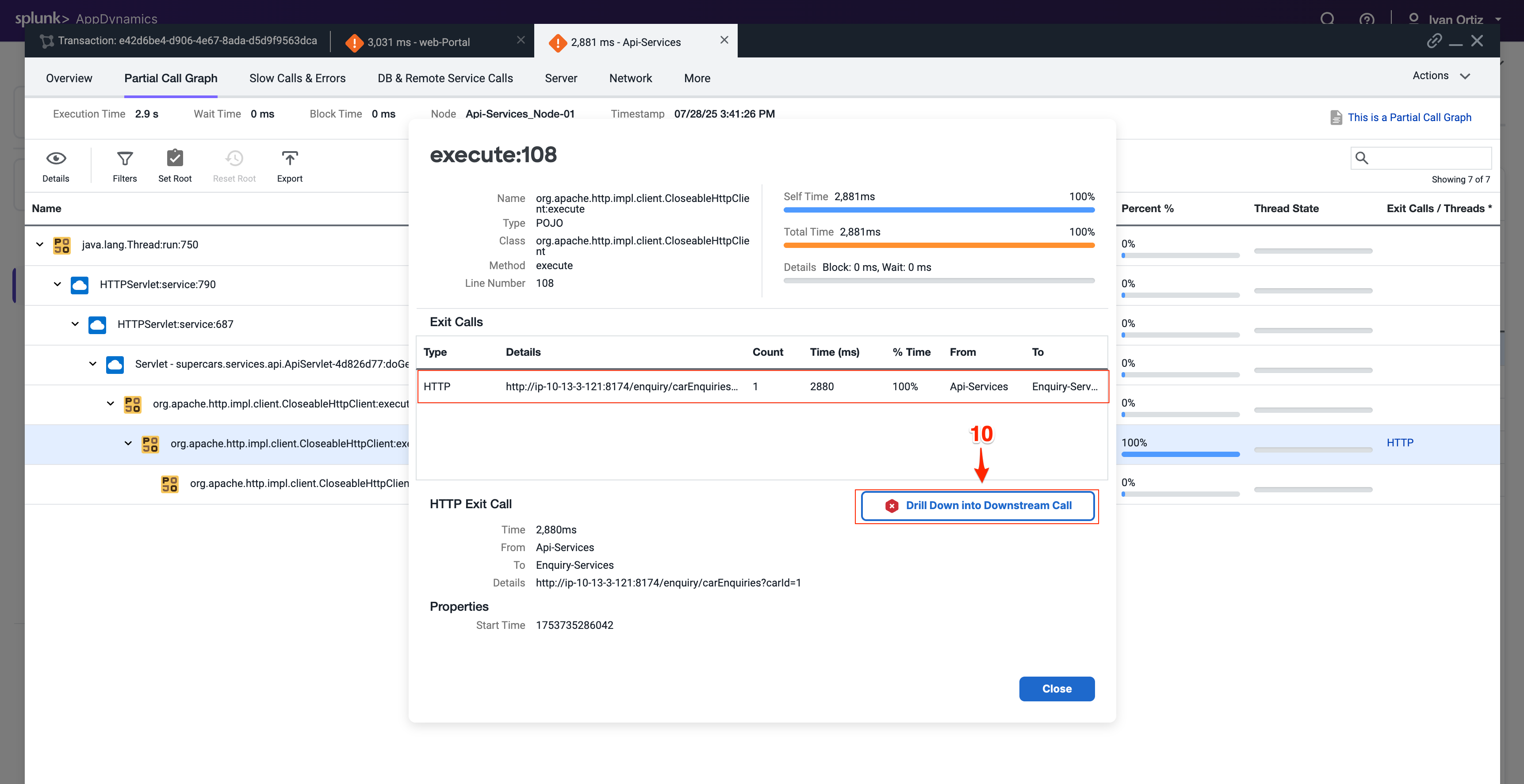 API service downstream