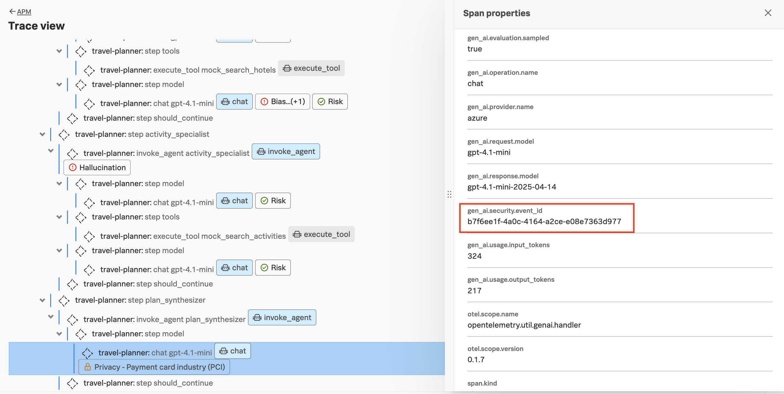Security Event Span Attribute