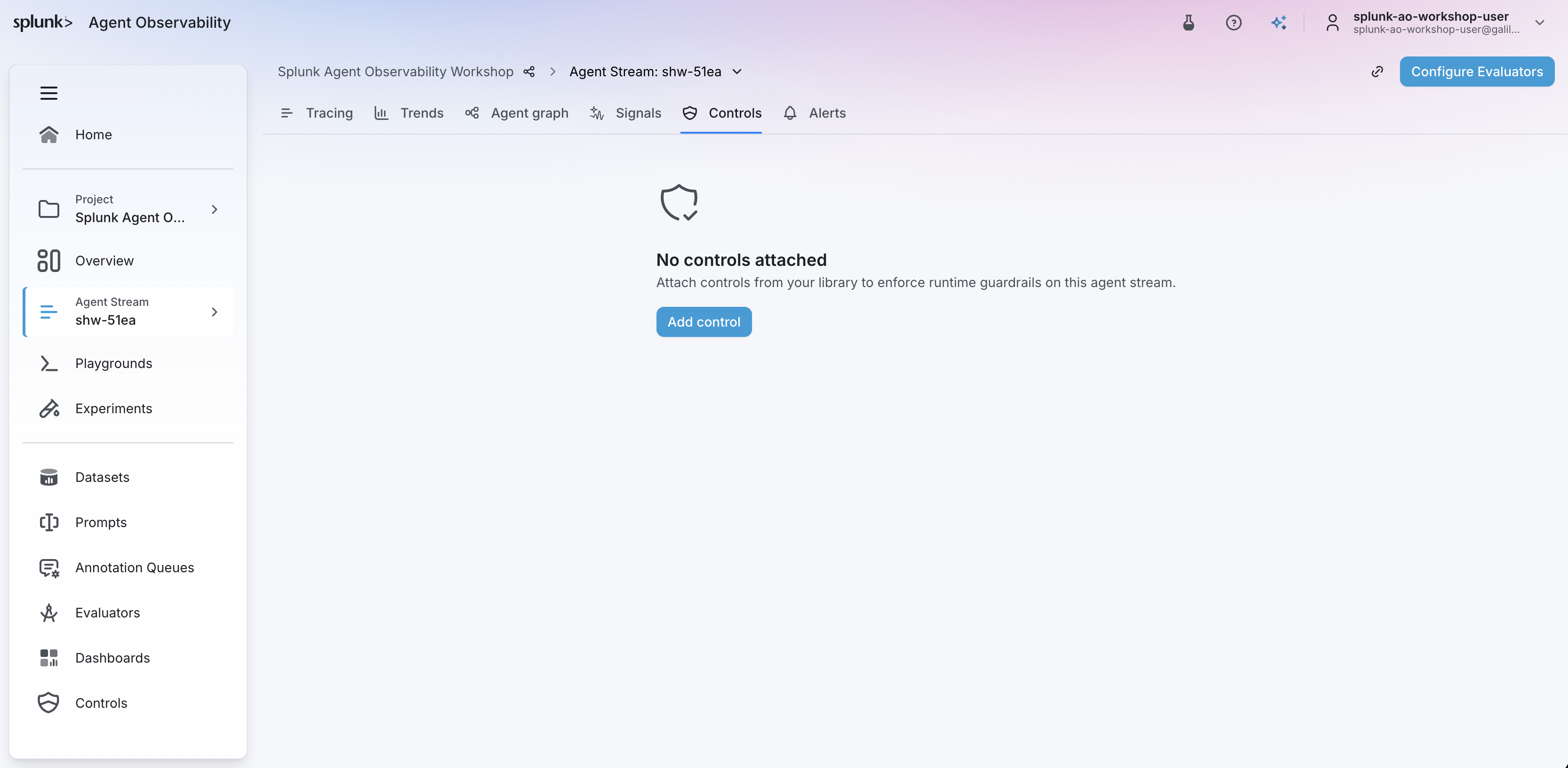 Log Stream Controls