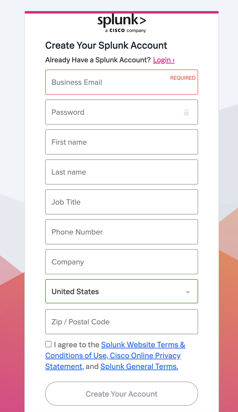 Splunk Registration
