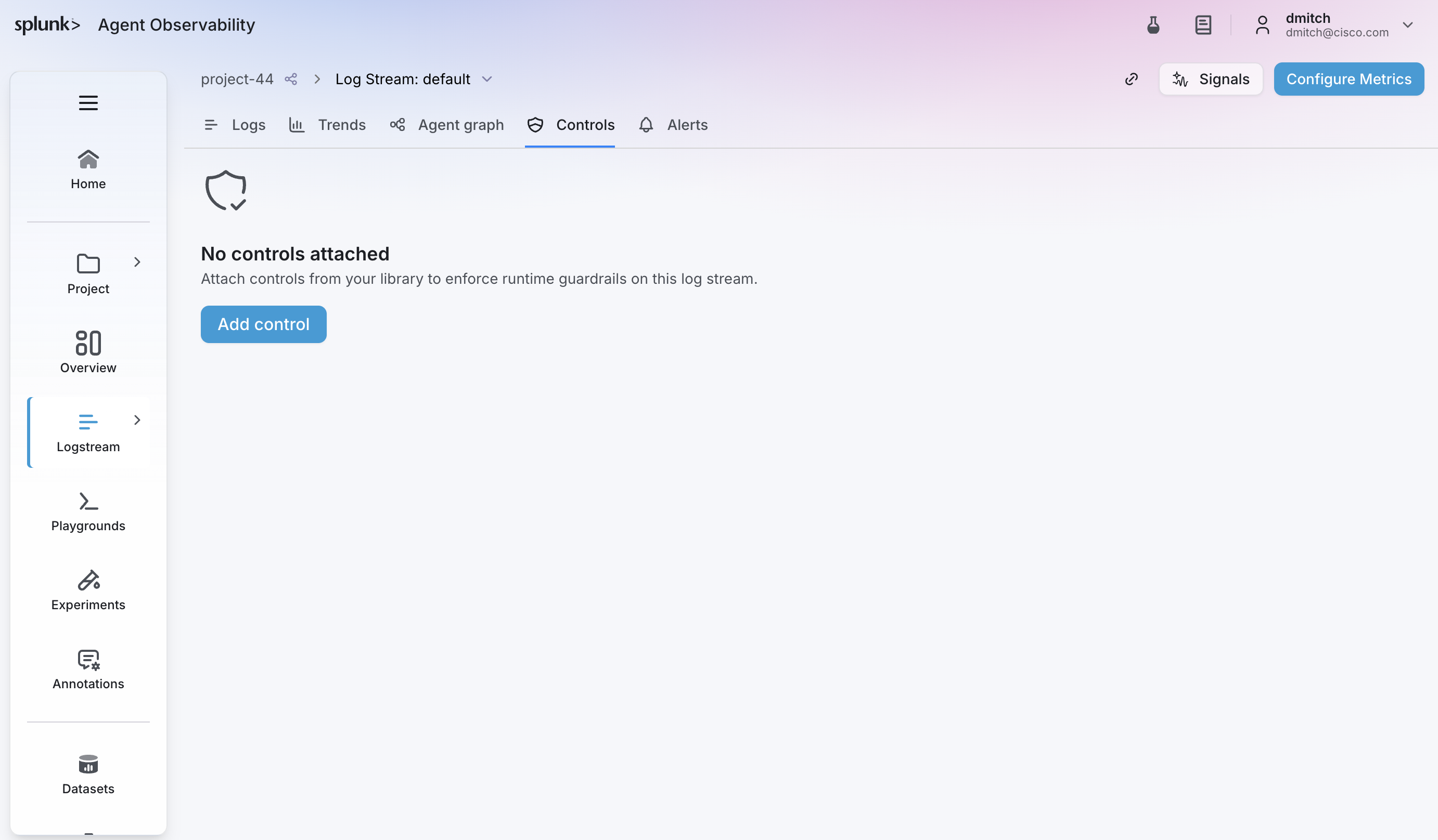 Log Stream Controls