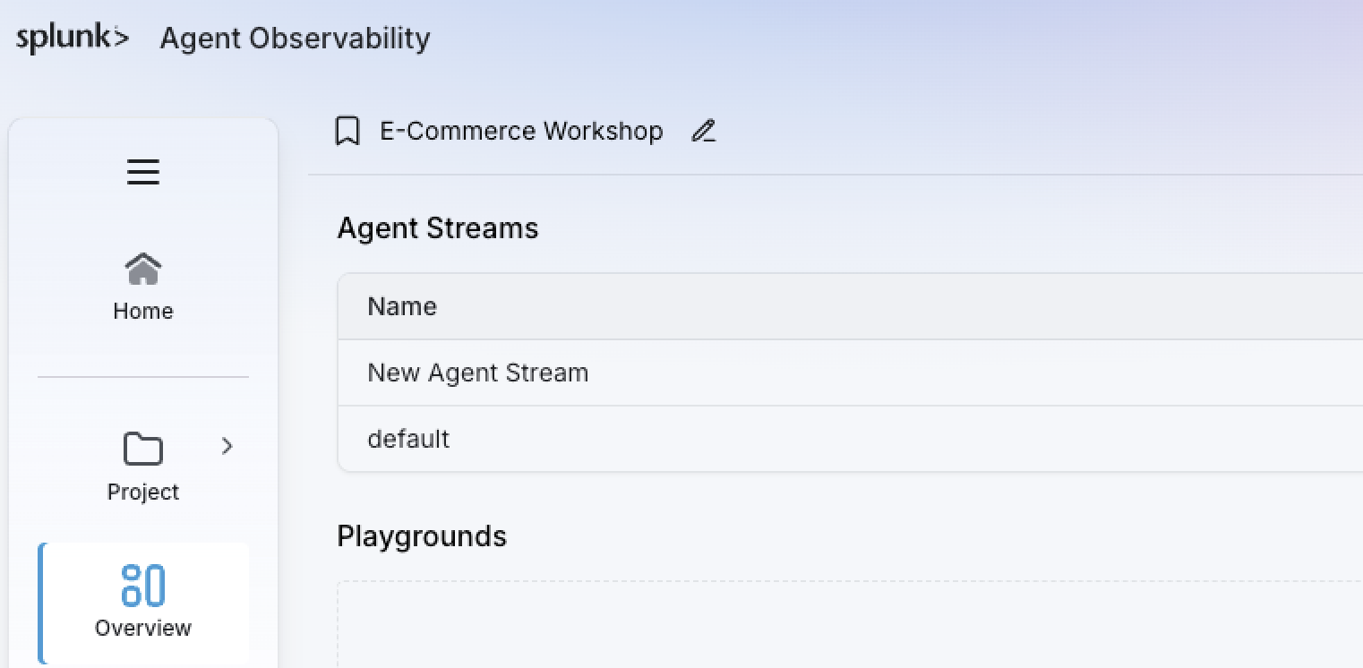 Project and agent stream selection