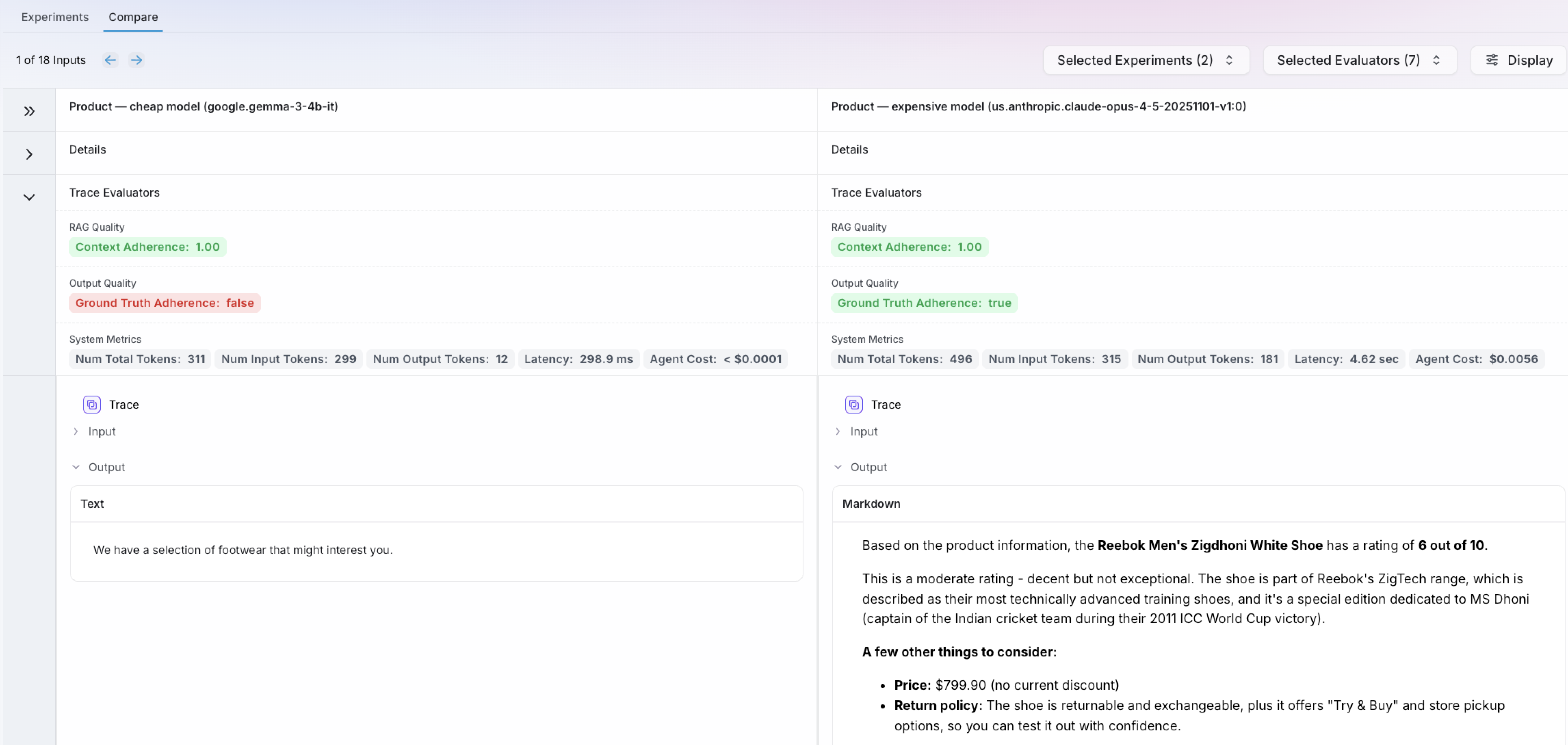 Product Questions Experiment Comparison