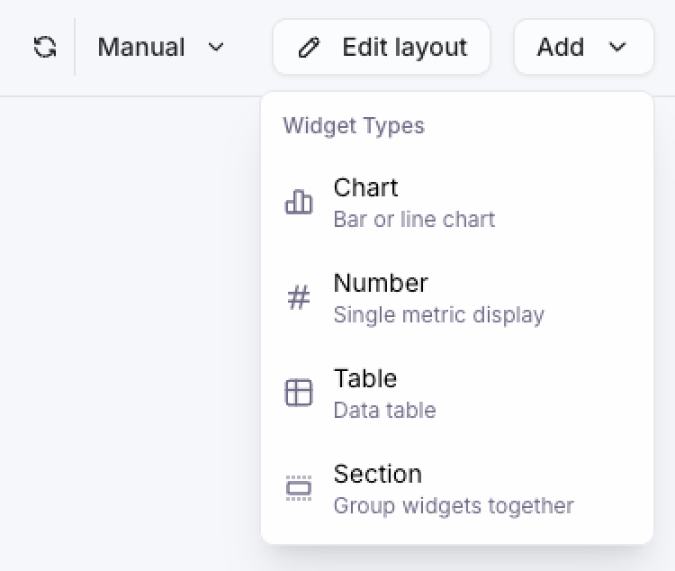 Dashboard - Widget Types