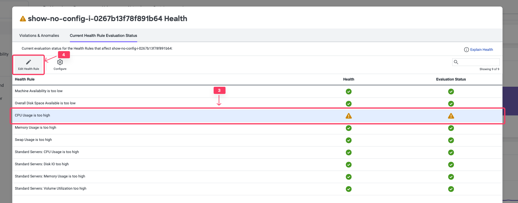 Edit Health Rule