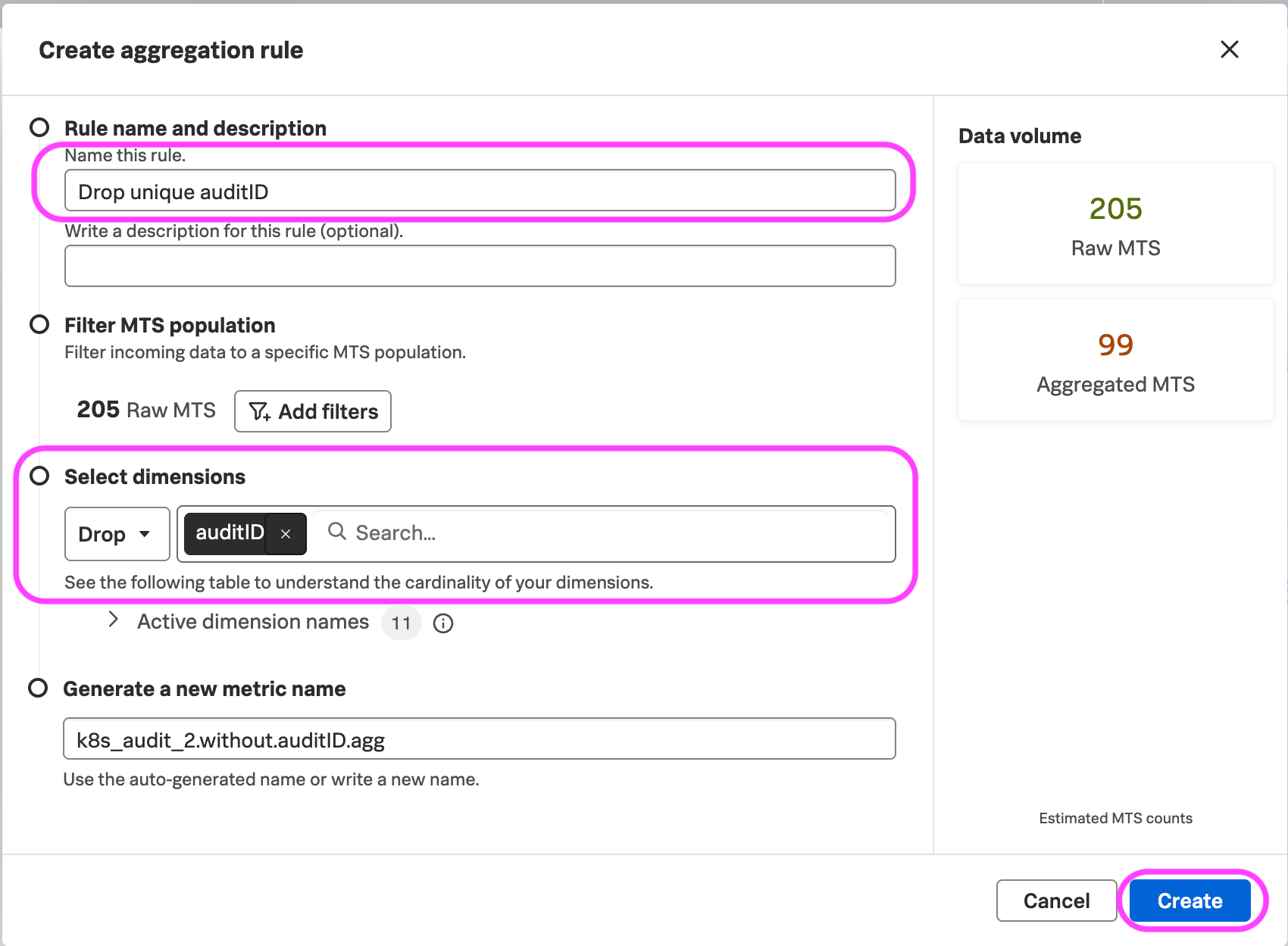 Create Aggregation Rule