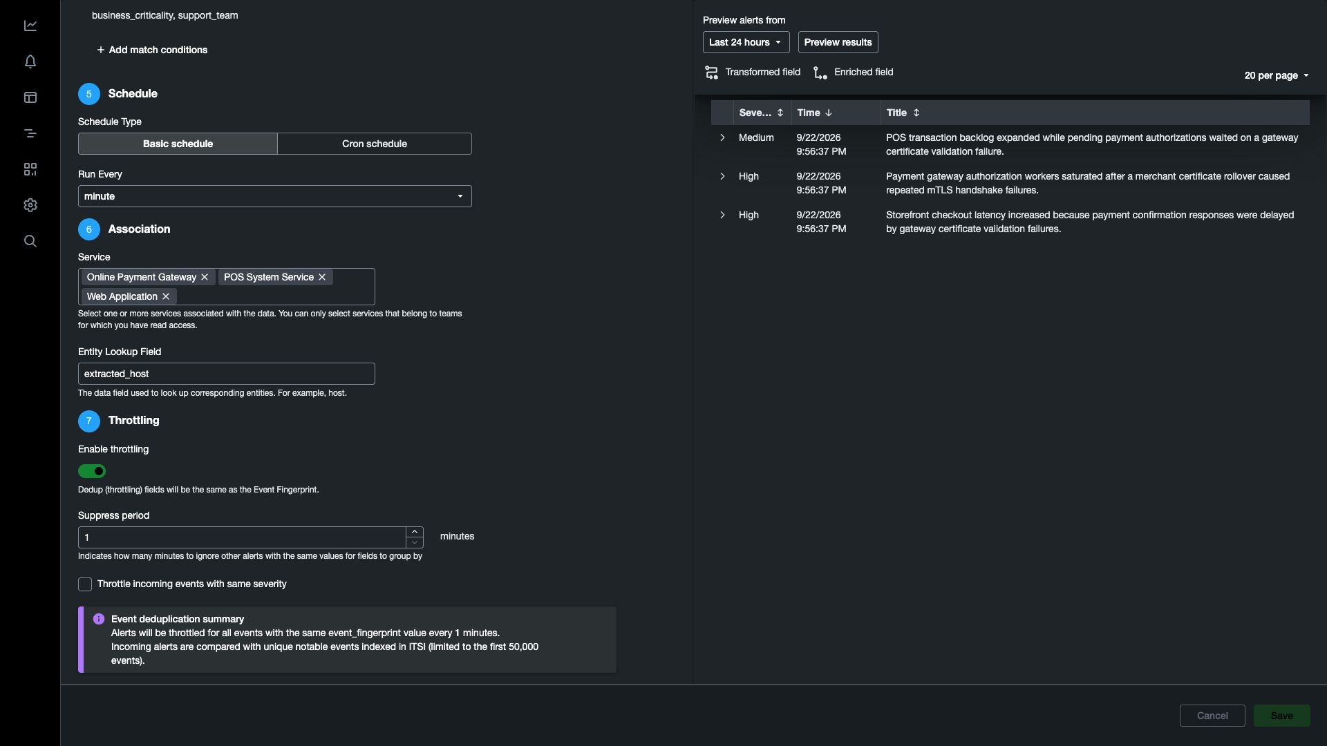 Connection association with the three payment services and extracted_host entity lookup