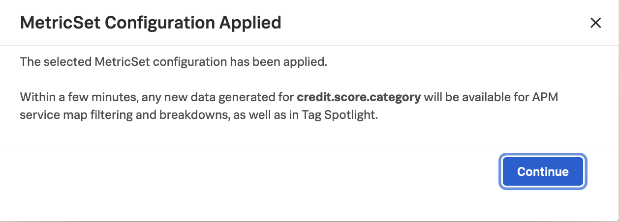 MetricSet Configuraiton Applied