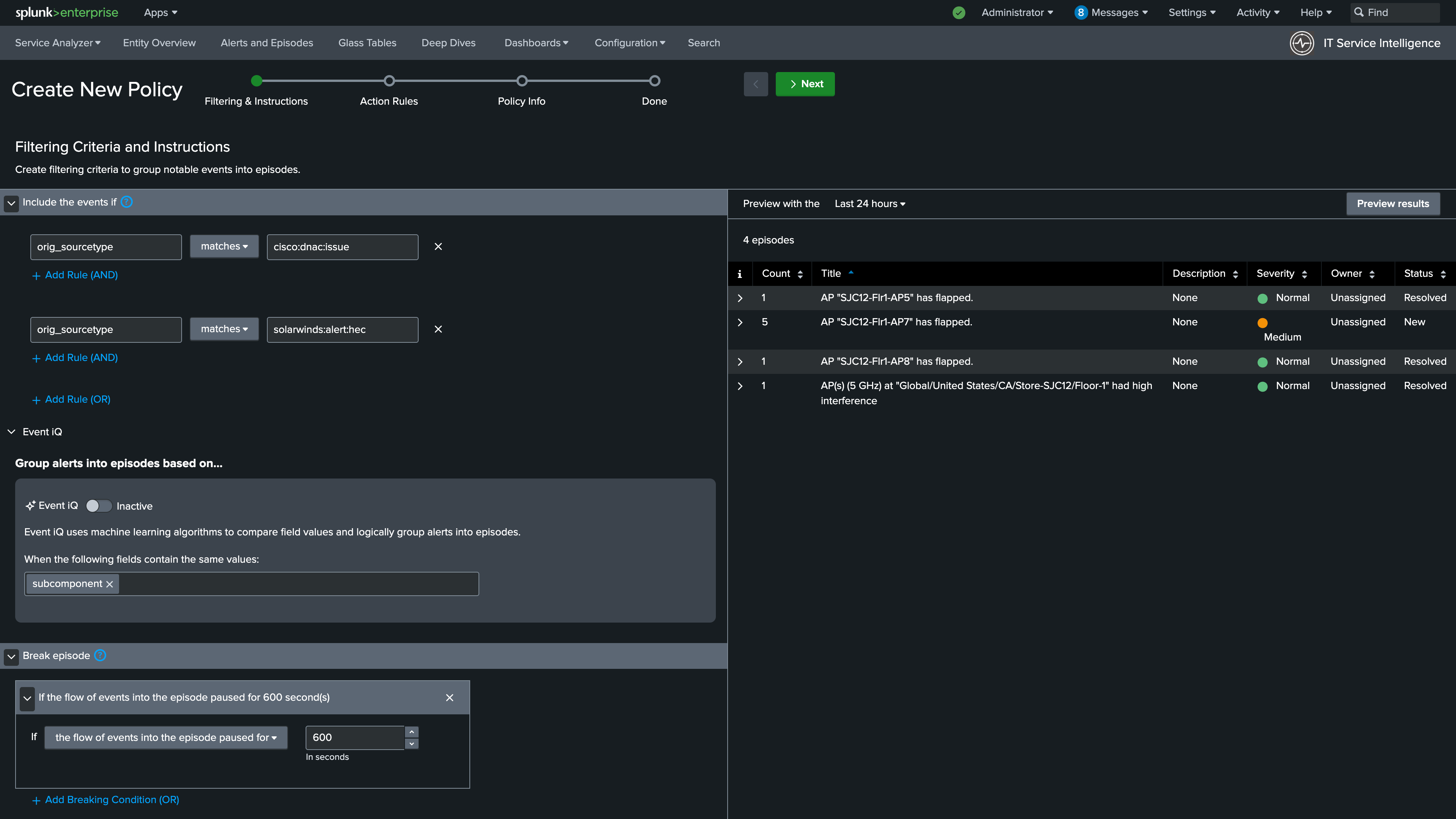 Filtering Criteria