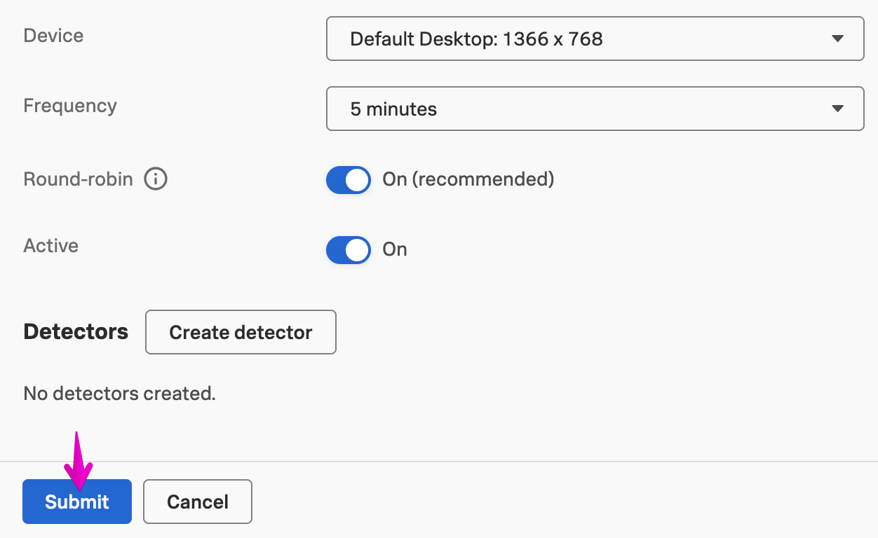 browser test submit button