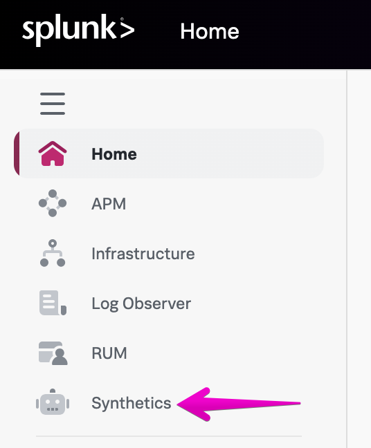 Synthetics navigation item