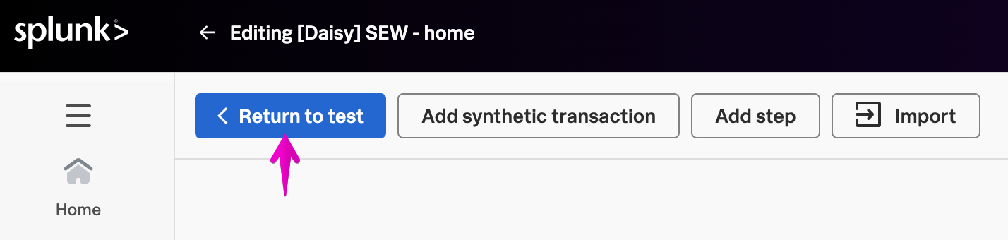 Return to test button