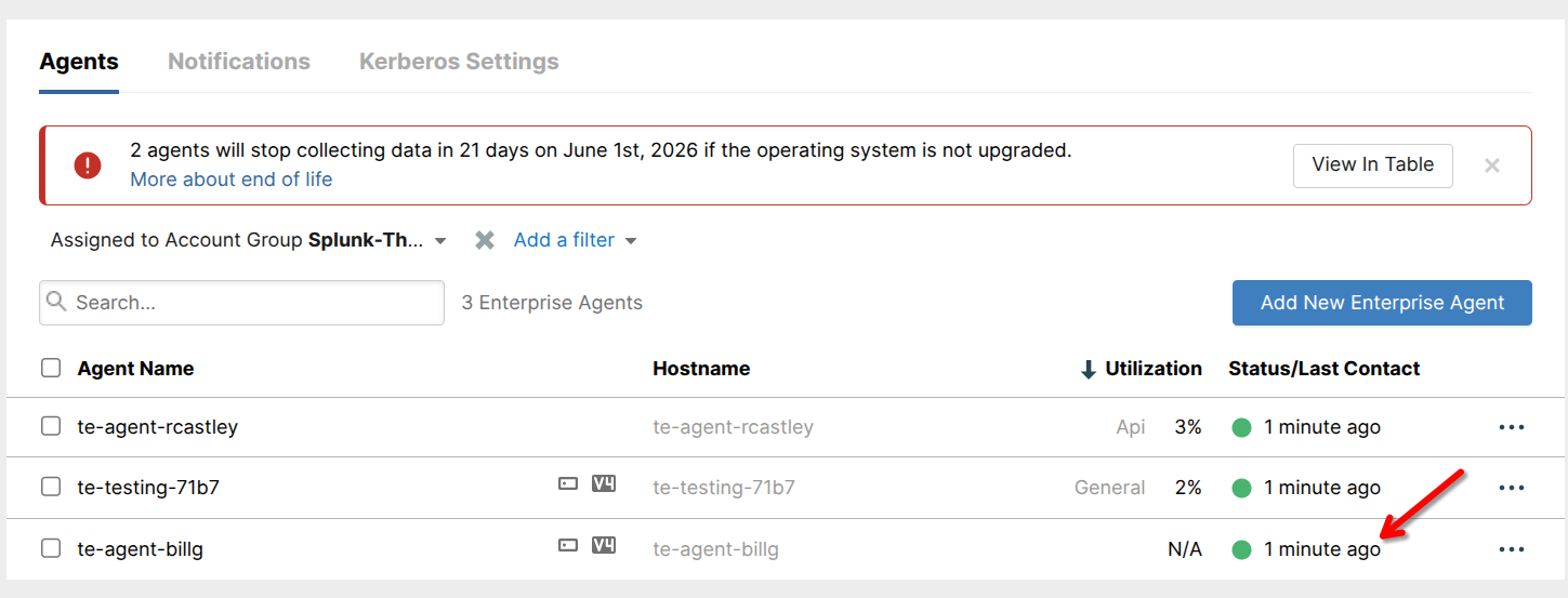 ThousandEyes Agent List