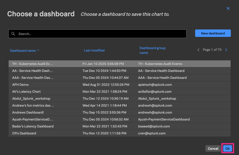 Save New Dashboard