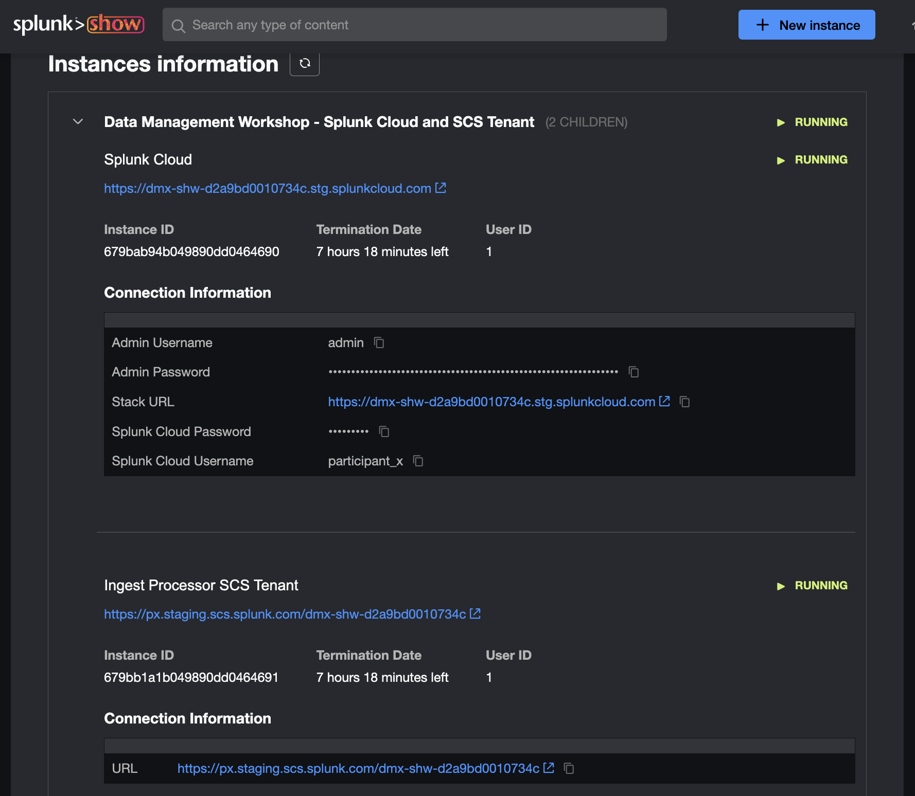 Splunk Show Instance Information
