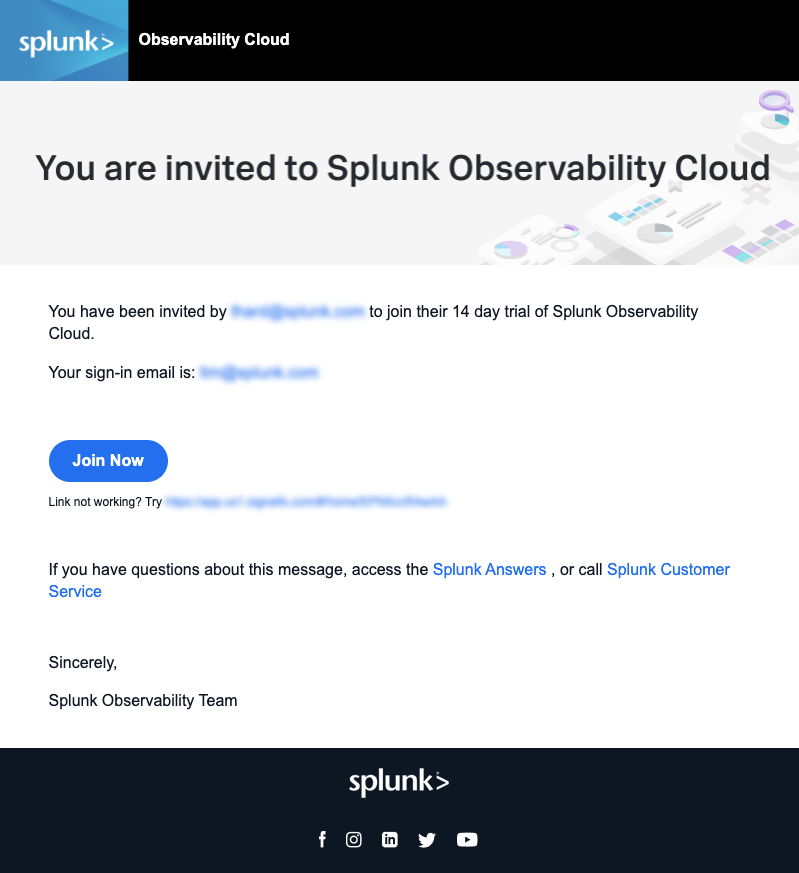 Splunk Observability Cloud Invitation