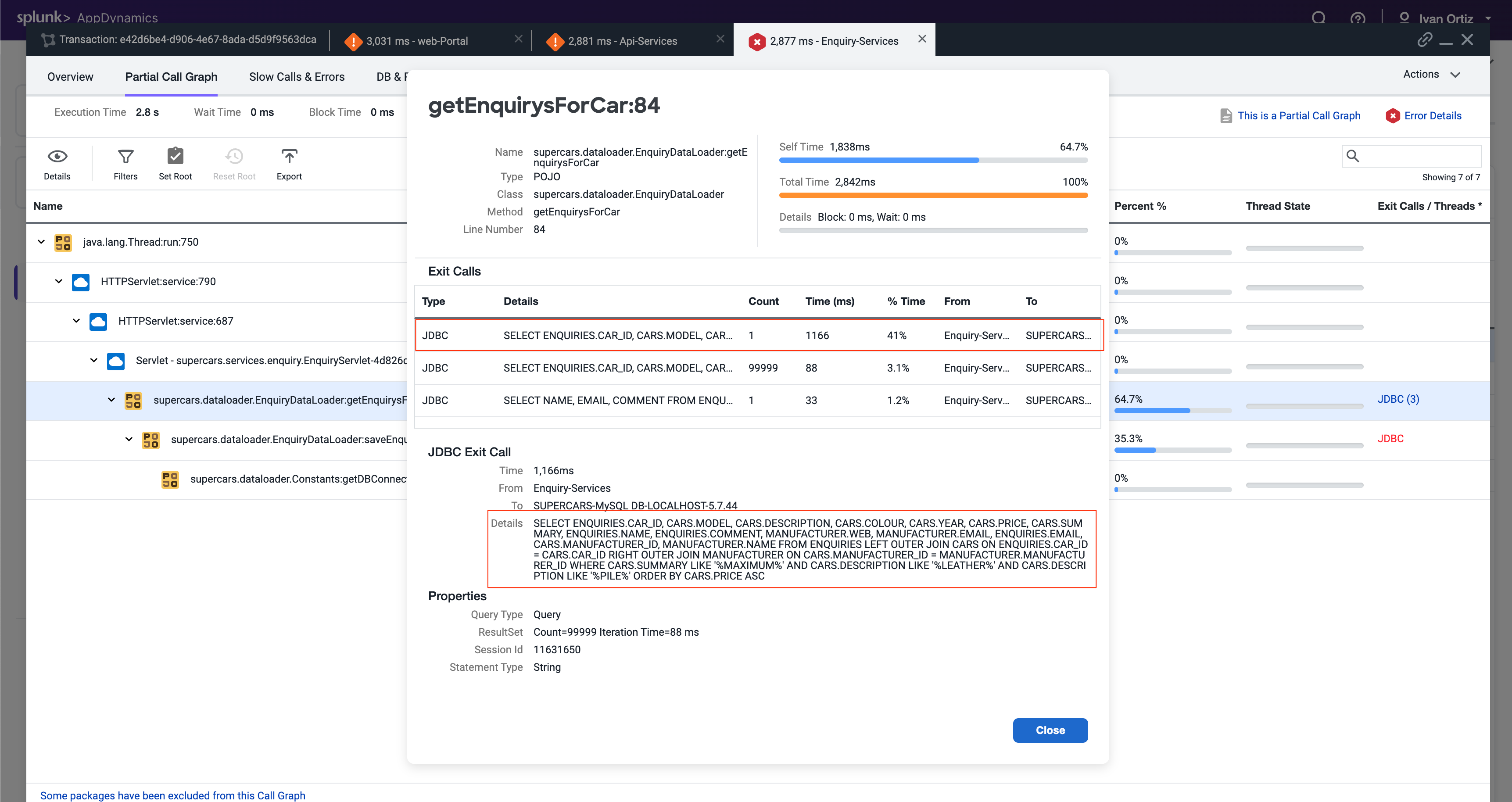 DB Call Details