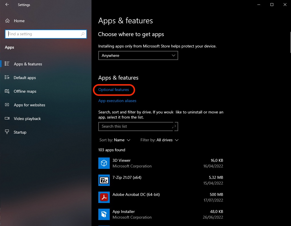 Windows Apps Settings