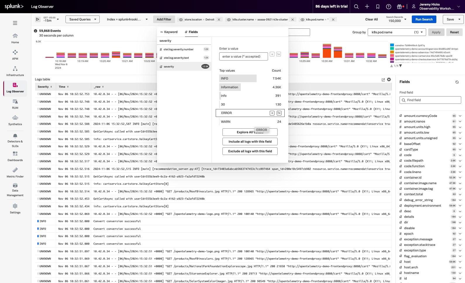 Log Observer: Filter errors