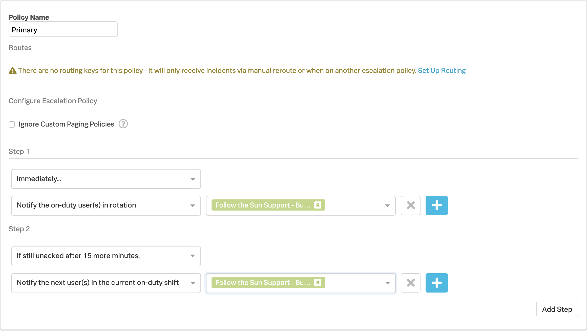 Pri Escalation Policy Step 2