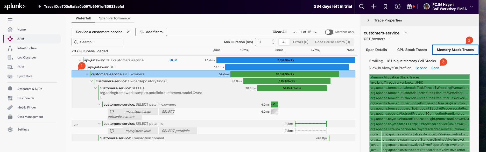 profiling from span