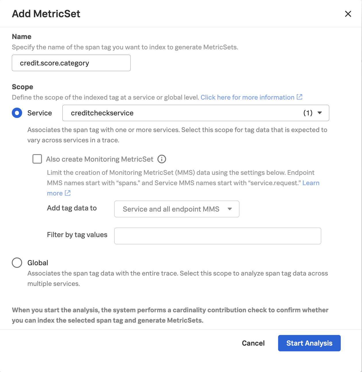 Create Troubleshooting MetricSet