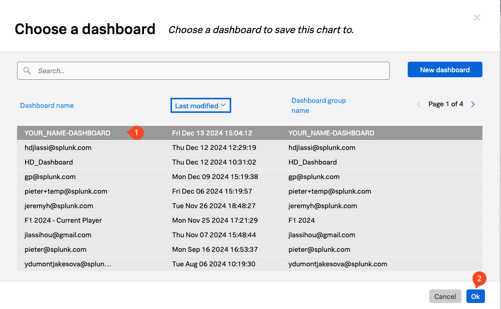 Choose Dashboard