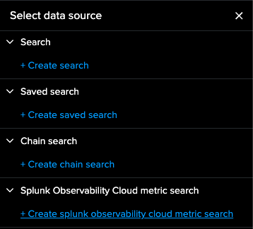 Choose observability cloud metric search as data source