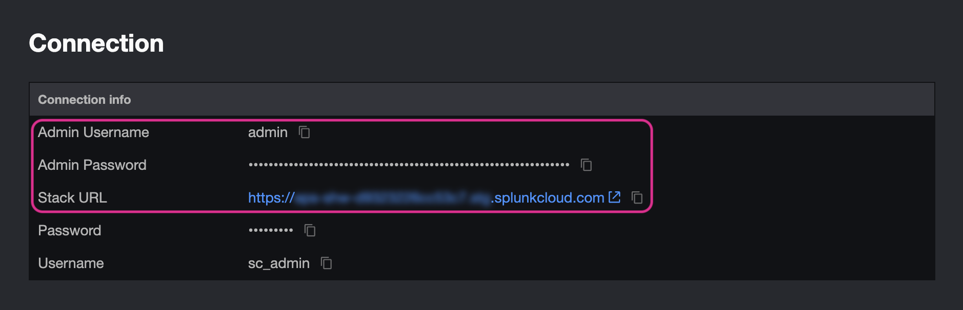 Splunk Cloud Connection Details