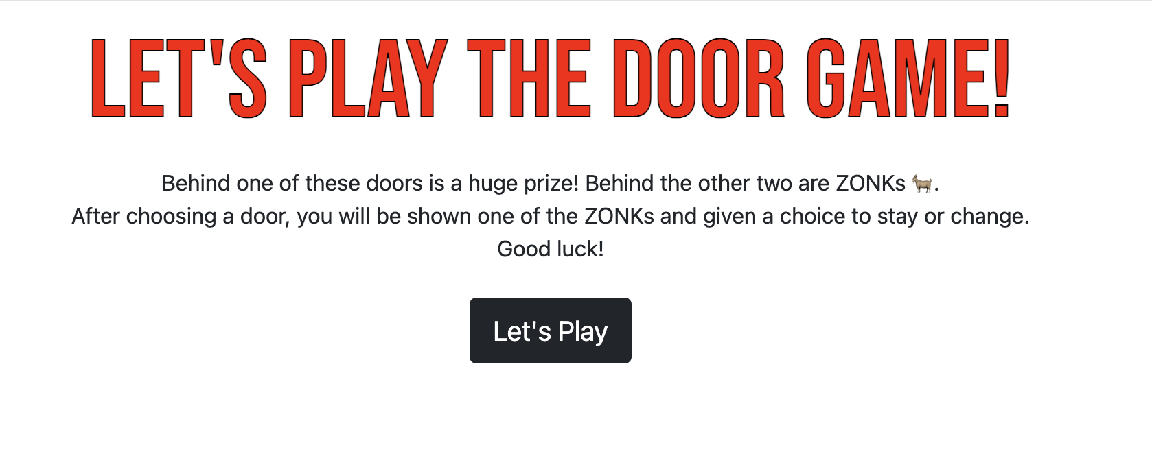 Door Game Welcome Screen