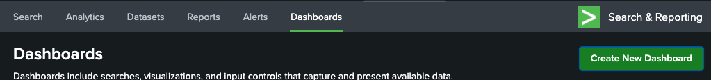 Create new dashboard in Splunk Cloud