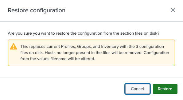 Restore configuration window