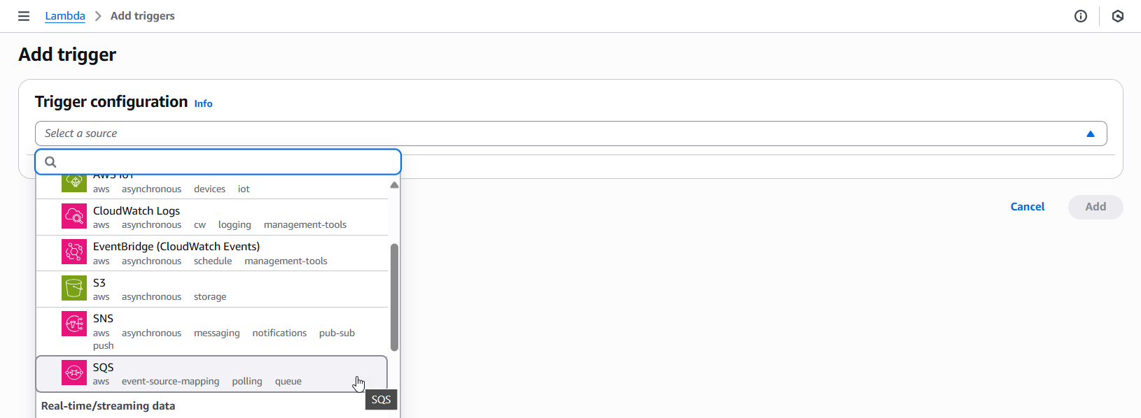 SQS Trigger Source image
